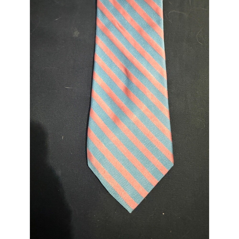 Nautica 100% Silk Men's Tie Blue / Pink Geometric Stripes